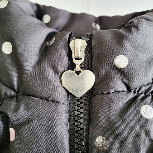 One Step Up Black & Silver Quilted Puffer Vest with Heart Charm Girls Size S/4 - Picture 3 of 4